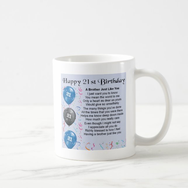 Brother Poem 21st Birthday Coffee Mug (Right)