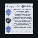 Brother poem 40th Birthday Notepad<br><div class="desc">A great gift for a brother on his 40th birthday.</div>