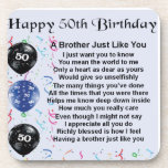 Brother Poem 50th Birthday Beverage Coaster<br><div class="desc">A great gift for a brother on his 50th birthday</div>