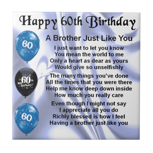 Brother poem 60th Birthday Ceramic Tile (Front)