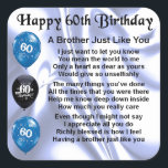 Brother poem 60th Birthday Square Sticker<br><div class="desc">A great gift for a brother on his 60th birthday</div>