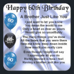 Brother poem 60th Birthday Square Sticker<br><div class="desc">A great gift for a brother on his 60th birthday</div>