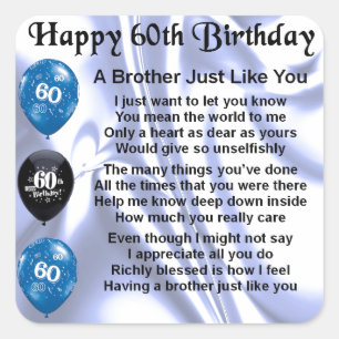 Brother poem 60th Birthday Square Sticker