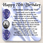 Brother Poem 70th Birthday Coaster<br><div class="desc">A great gift for a brother on his 70th birthday</div>