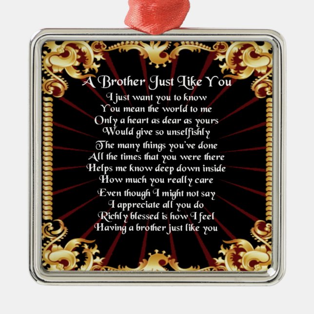 Brother Poem - Black design Metal Ornament (Front)
