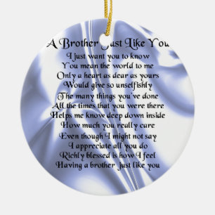 Brother Poem - Blue Silk Ceramic Ornament