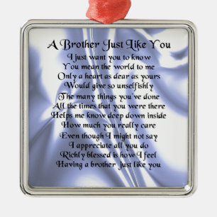 Brother Poem - Blue Silk Metal Ornament