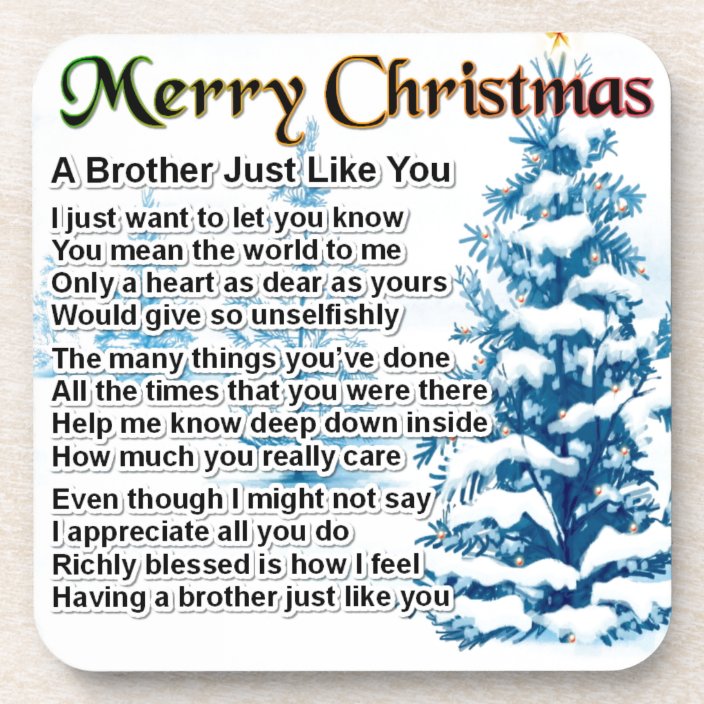 Brother Poem - Christmas Design Beverage Coaster | Zazzle.com