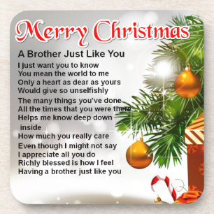 Brother Poem  - Christmas Design Coaster