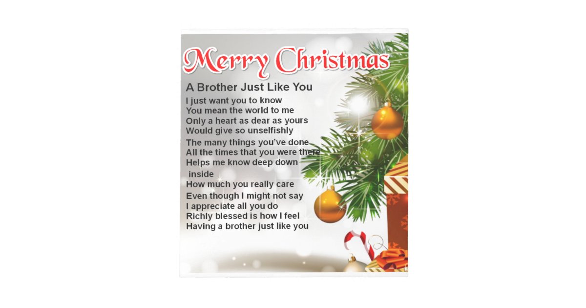 Brother Poem - Christmas Design Notepad | Zazzle