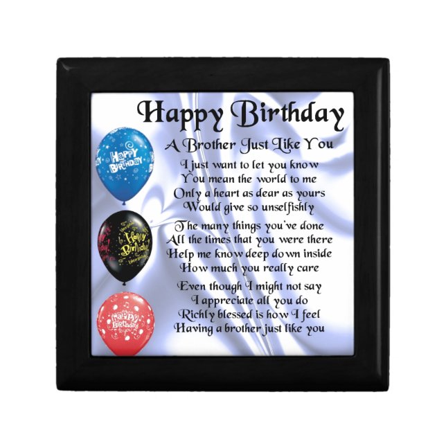 Brother Poem  Happy Birthday Jewelry Box (Front)