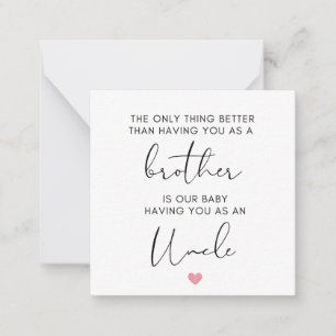 Brother Promoted To Uncle, pregnancy reveal Note Card