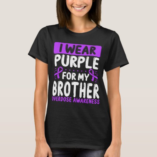Brother Purple Ribbon Twin Overdose Awareness T_Shirt