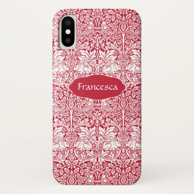 Brother Rabbit Red Pattern Morris Monogram Case-Mate iPhone Case (Back)