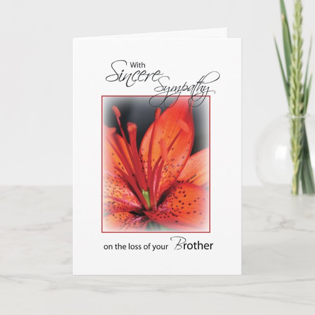 Brother, Red Flower Sympathy Card (Front)