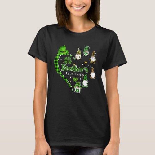 Brother S Little Gnomies Cute Gnomes Heart St Patr T_Shirt