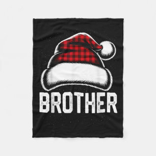 Brother Santa Red Plaid Christmas Family Matching Fleece Blanket