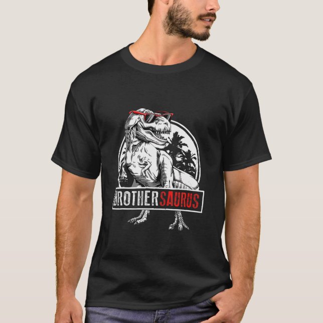 Brother Saurus T Rex Dinosaur Brother Saurus Fathe T-Shirt (Front)
