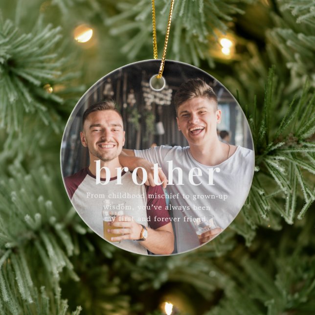 Brother | Sentimental Photo Keepsake Christmas Ceramic Ornament (Tree)
