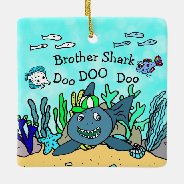 Brother  Shark Family Christmas Ornament (Front)