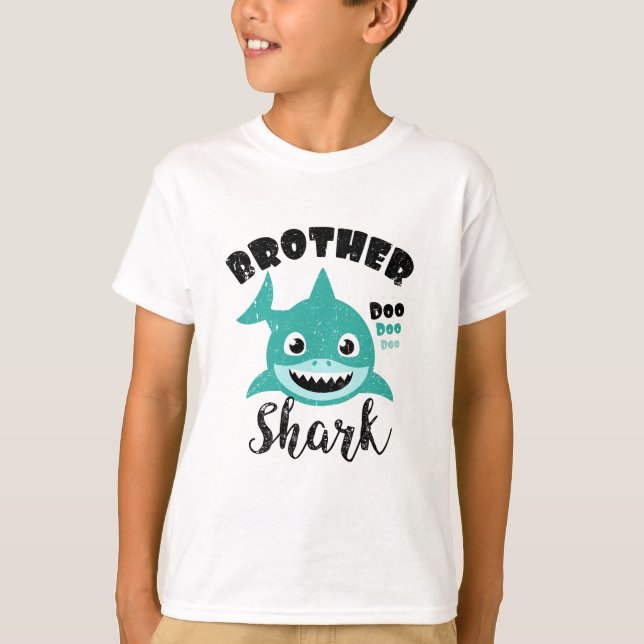 Brother Shark Gift Cute Baby Shark Design Matching T-Shirt (Front)