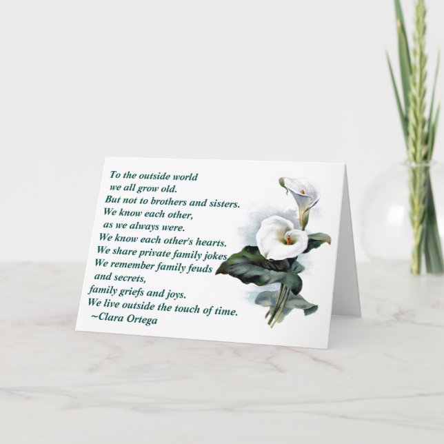 Brother / Sister Calla Lilly Birthday Poem Card (Front)