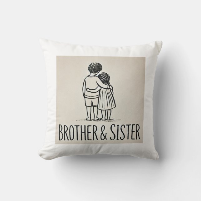 Brother & Sister Hug Cushion - Heartwarming Family (Front)