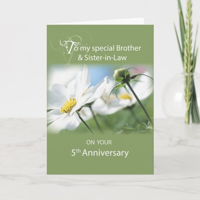 Brother & Sister-in-Law 5th Anniversary Flowers Card (Front)