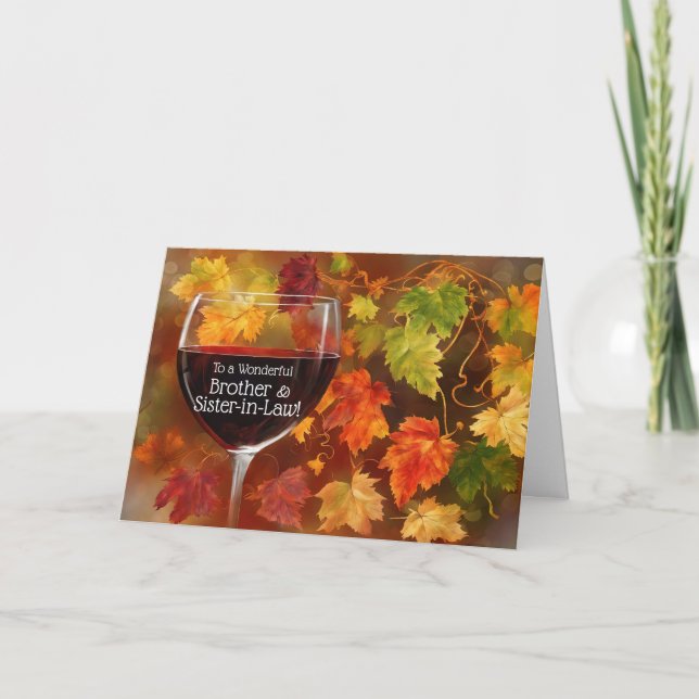 Brother Sister in Law Thanksgiving Wine Pretty Holiday Card (Front)