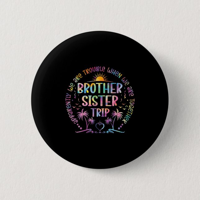 Brother Sister Matching Tie Dye Brother And Sister Button (Front)