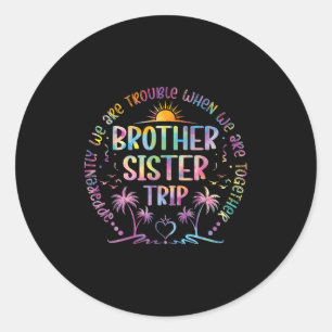 Brother Sister Matching Tie Dye Brother And Sister Classic Round Sticker