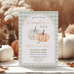 Brother & Sister Pumpkin Patch Gingham Birthday Invitation<br><div class="desc">Fall Brother & Sister Pumpkin Patch Birthday Invitation
Elegant orange and sage green Pumpkin Gingham party autumn invite</div>