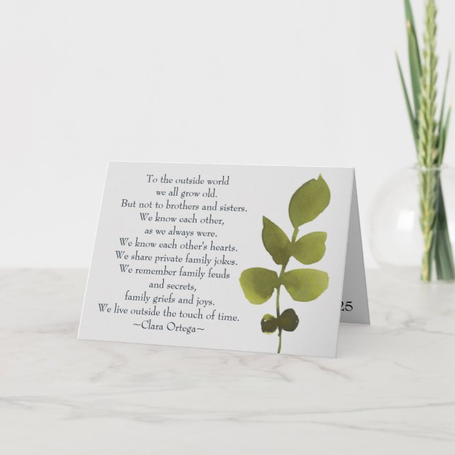 Brother Sister Sentimental Poem Sibling Birthday Card (Front)