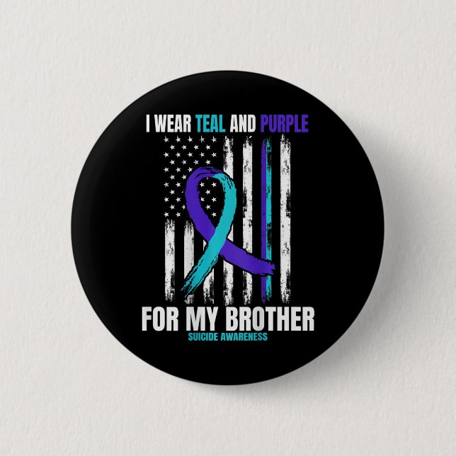 Brother Suicide Awareness Prevention American Flag Button (Front)