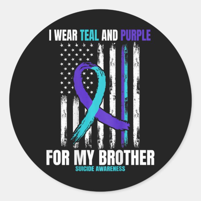 Brother Suicide Awareness Prevention American Flag Classic Round Sticker (Front)
