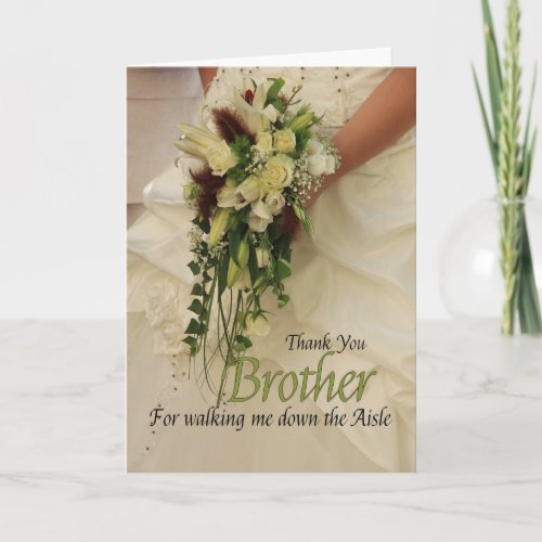 Brother Thanks for Walking me down Aisle Thank You Card