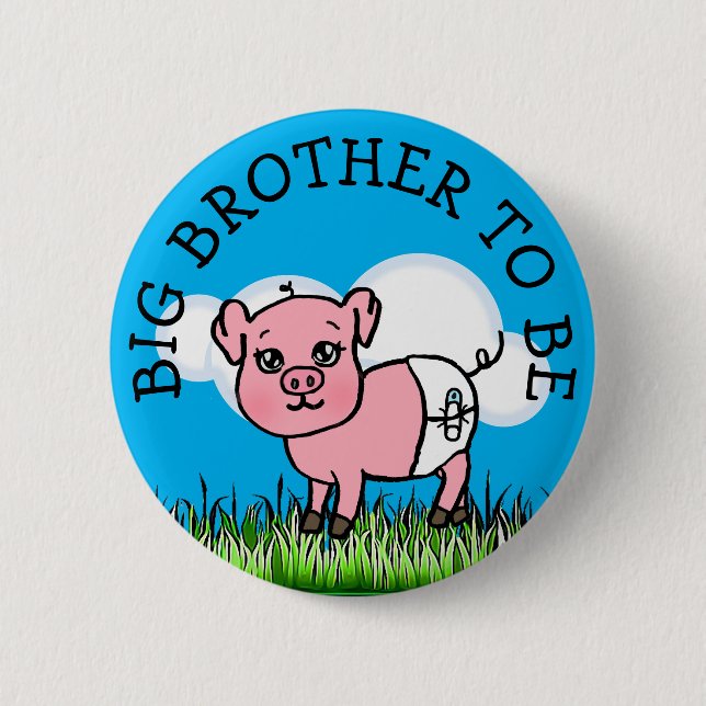 Brother to Be Baby Shower Farm Animal Themed Button (Front)