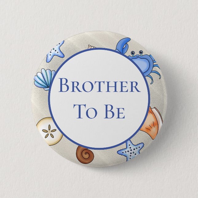Brother To Be | Baby Shower in Beach Theme Button (Front)