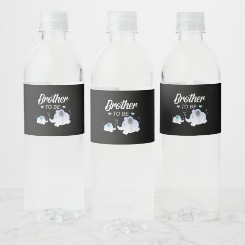 Brother To Be Elephant Baby Shower Gift For Boy Water Bottle Label