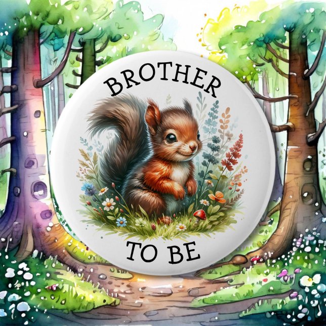 Brother to be | Woodland Themed Baby Shower  Button (Creator Uploaded)