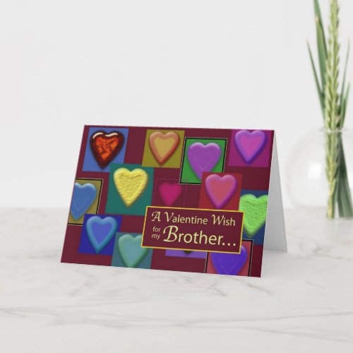 Brother Valentine Blocks of Hearts Holiday Card