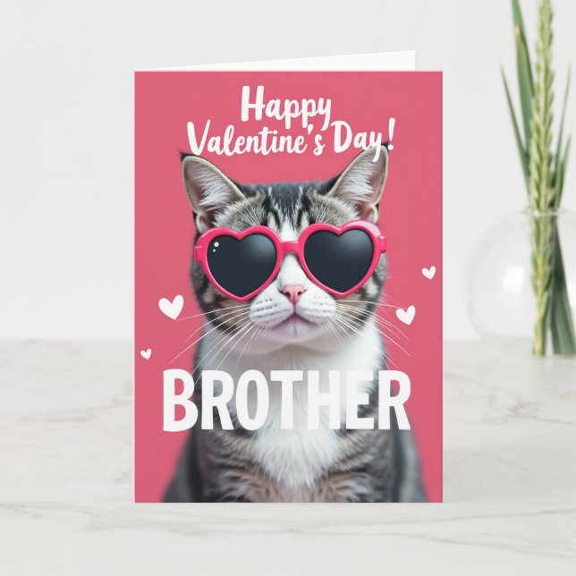 Brother Valentine Heart Cat Card (Front)