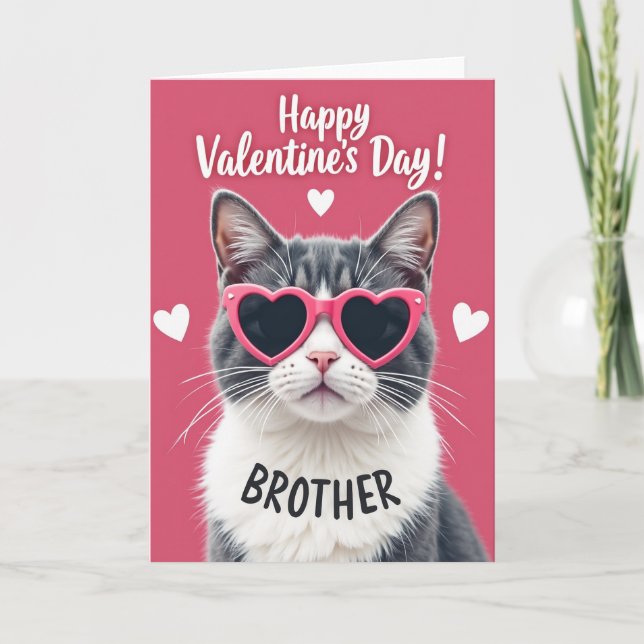 Brother Valentines Day Cat Card (Front)