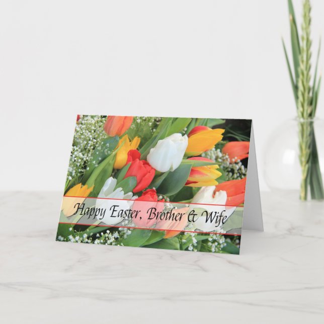 Brother & Wife  Happy Easter Holiday Card (Front)