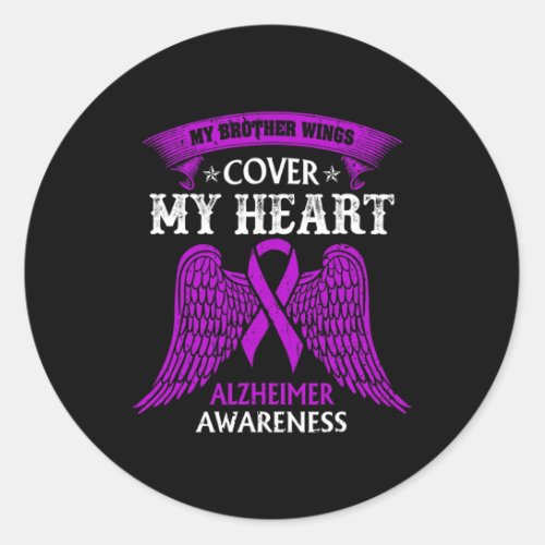 Brother Wings Cover My Heart Alzheimerheimer Aware Classic Round Sticker