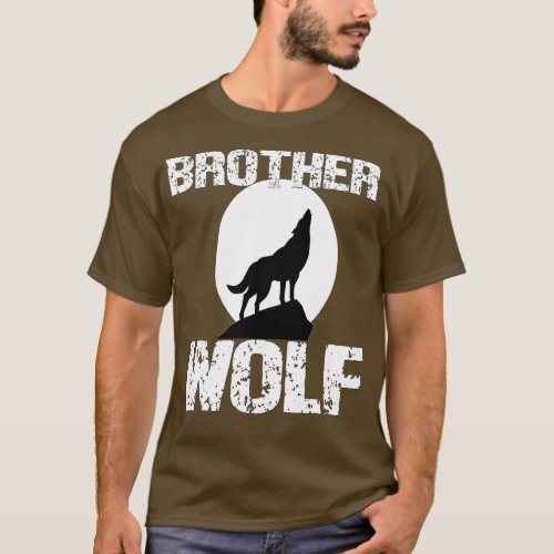 Brother Wolf  Matching Family ribe Wolves Moon Kid T_Shirt