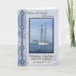 Brother Yacht Birthday Greeting Card<br><div class="desc">Yacht Birthday Greeting Card With Blended Yacht In The Background</div>
