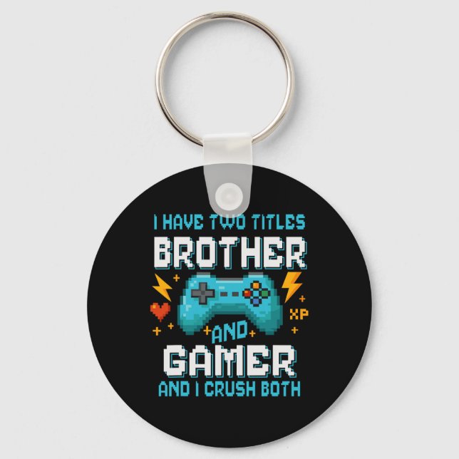 Brotherand Gamer Pixel Console Video Game Player G Keychain (Front)