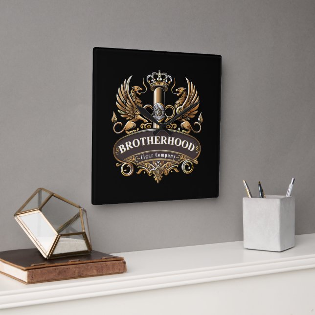 Brotherhood Cigar Company  Square Wall Clock (Office)