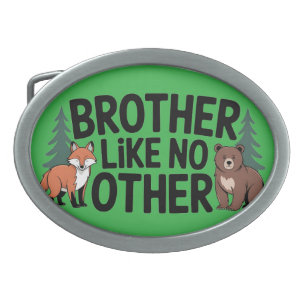 Brotherhood Graphic: Fox and Bear Illustration Belt Buckle